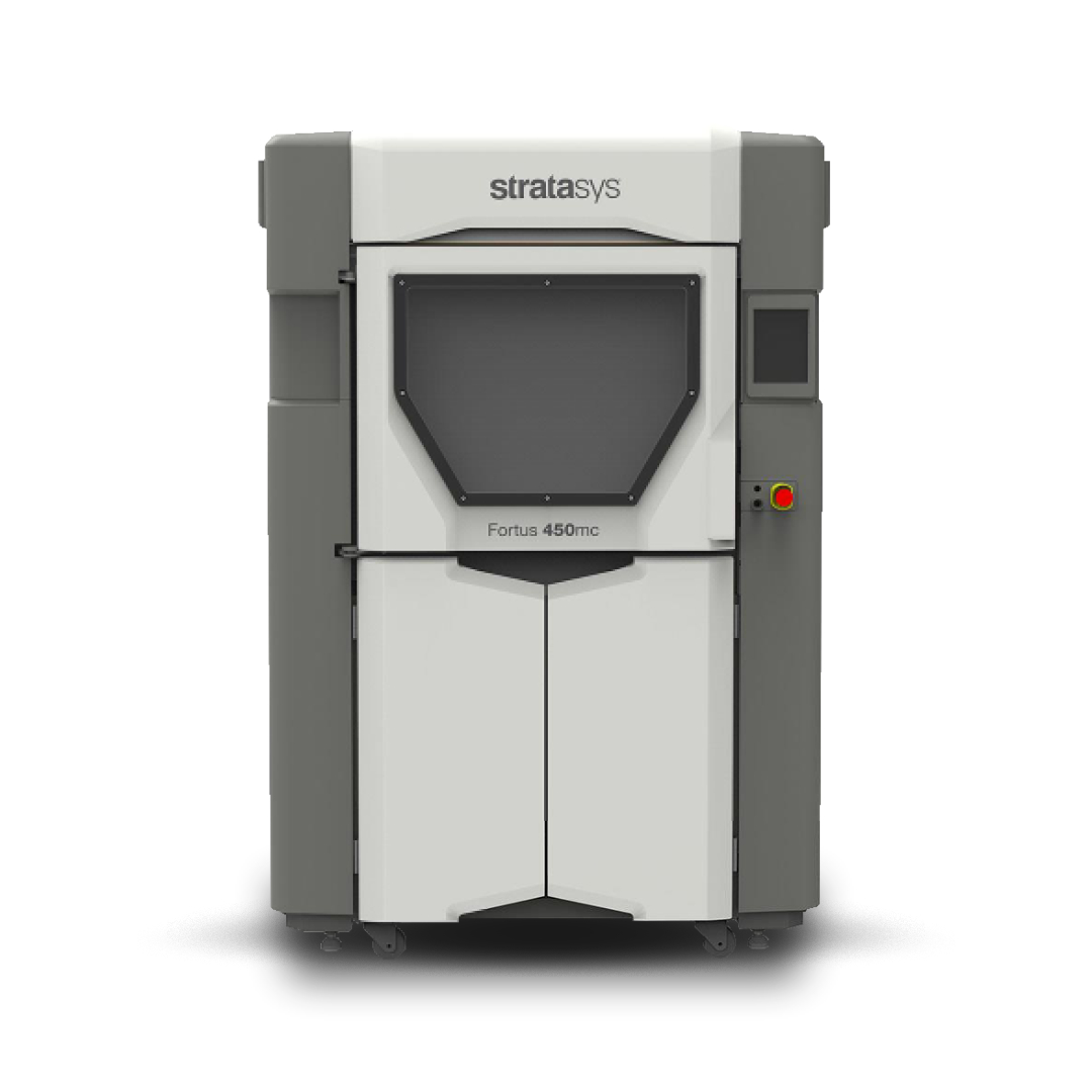 Abbildung eines Fortus 450mc 3D-Druckers. Die grubster GmbH steht Ihnen gerne für Fragen rund um Funktion und Anwendung dieses 3D-Drucksystems gerne zur Verfügung.